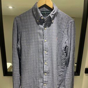 Ralph Lauren Blue and White Checkered Men's Shirt